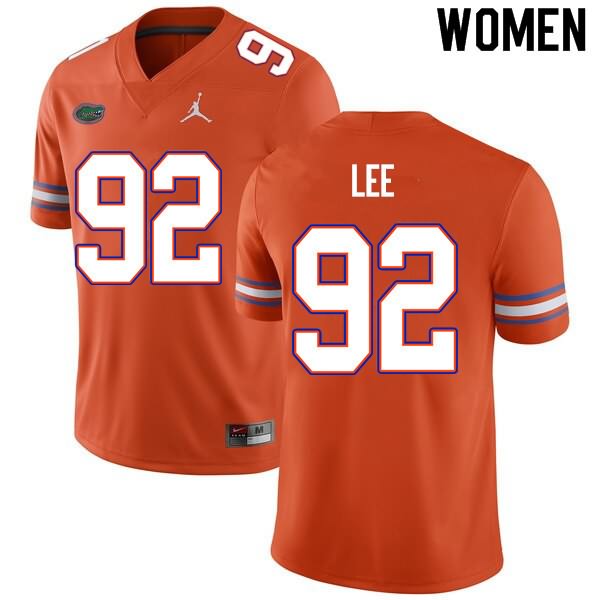 Women's NCAA Florida Gators Jalen Lee #92 Stitched Authentic Nike Orange College Football Jersey NKZ5365PF